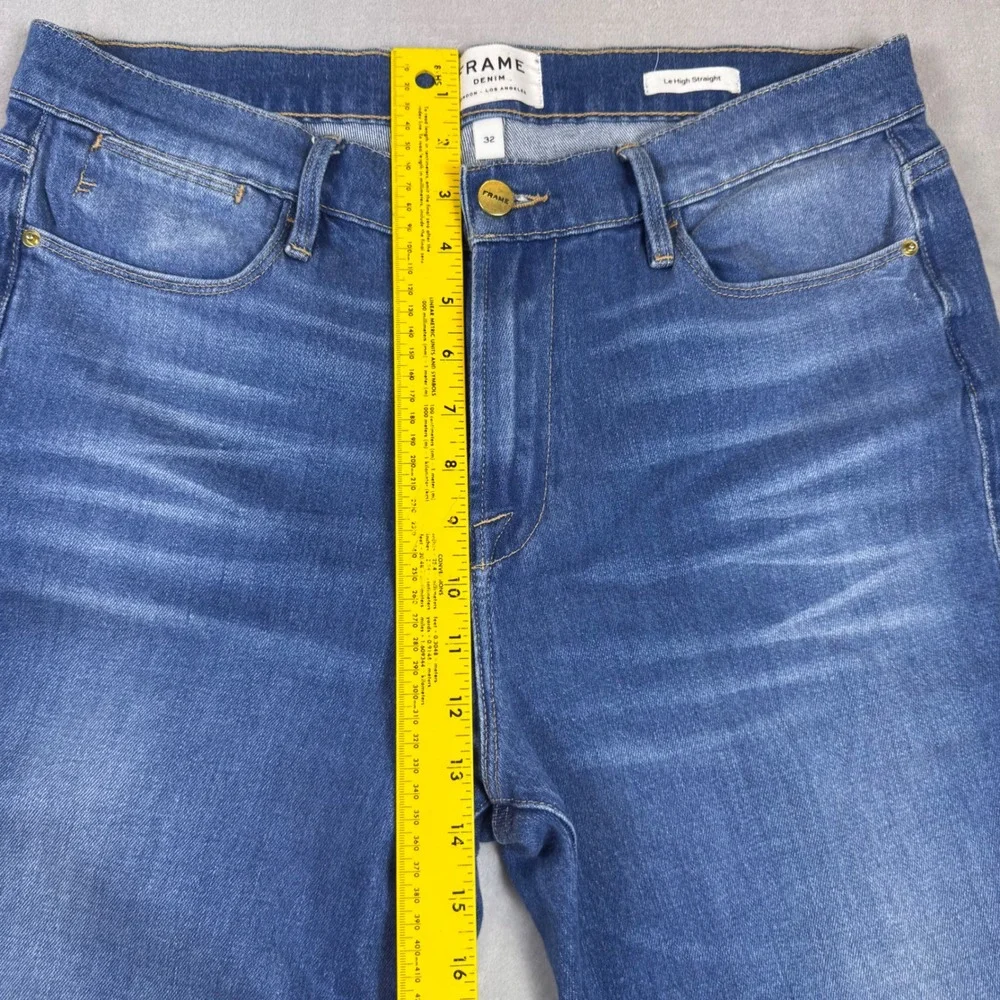 FRAME Denim Le High Straight Studded‎ Hem Jeans Womens Size 32 Raw Hem